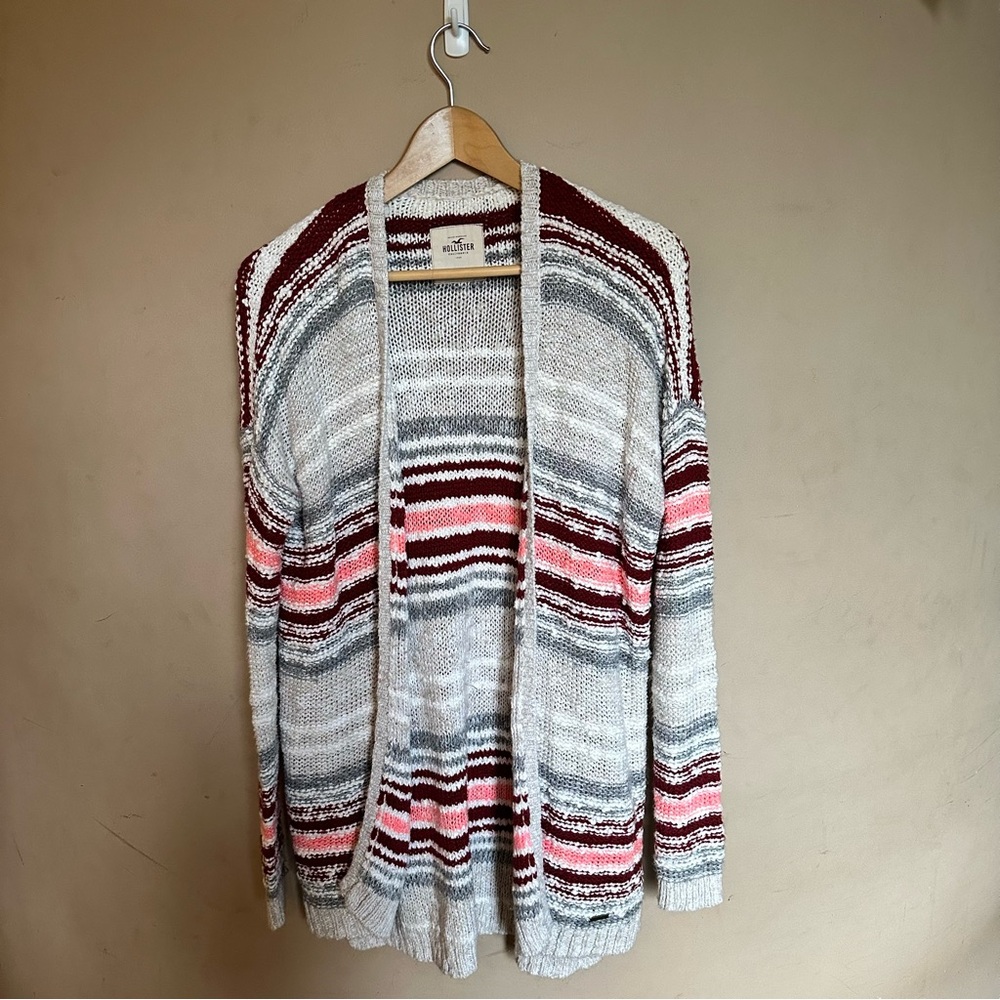 Hollister Striped Open-Front Cardigan Sweater